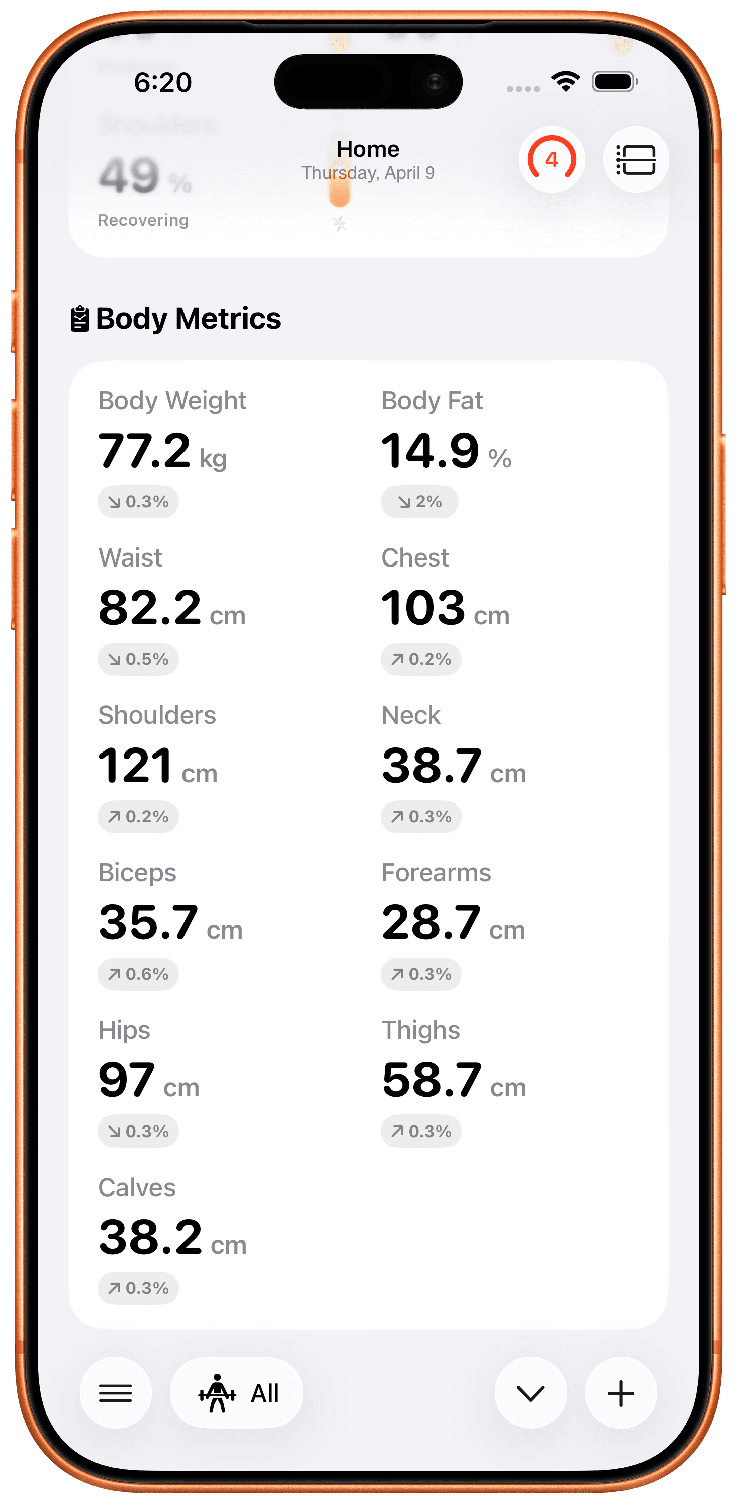 Track Body Metrics.