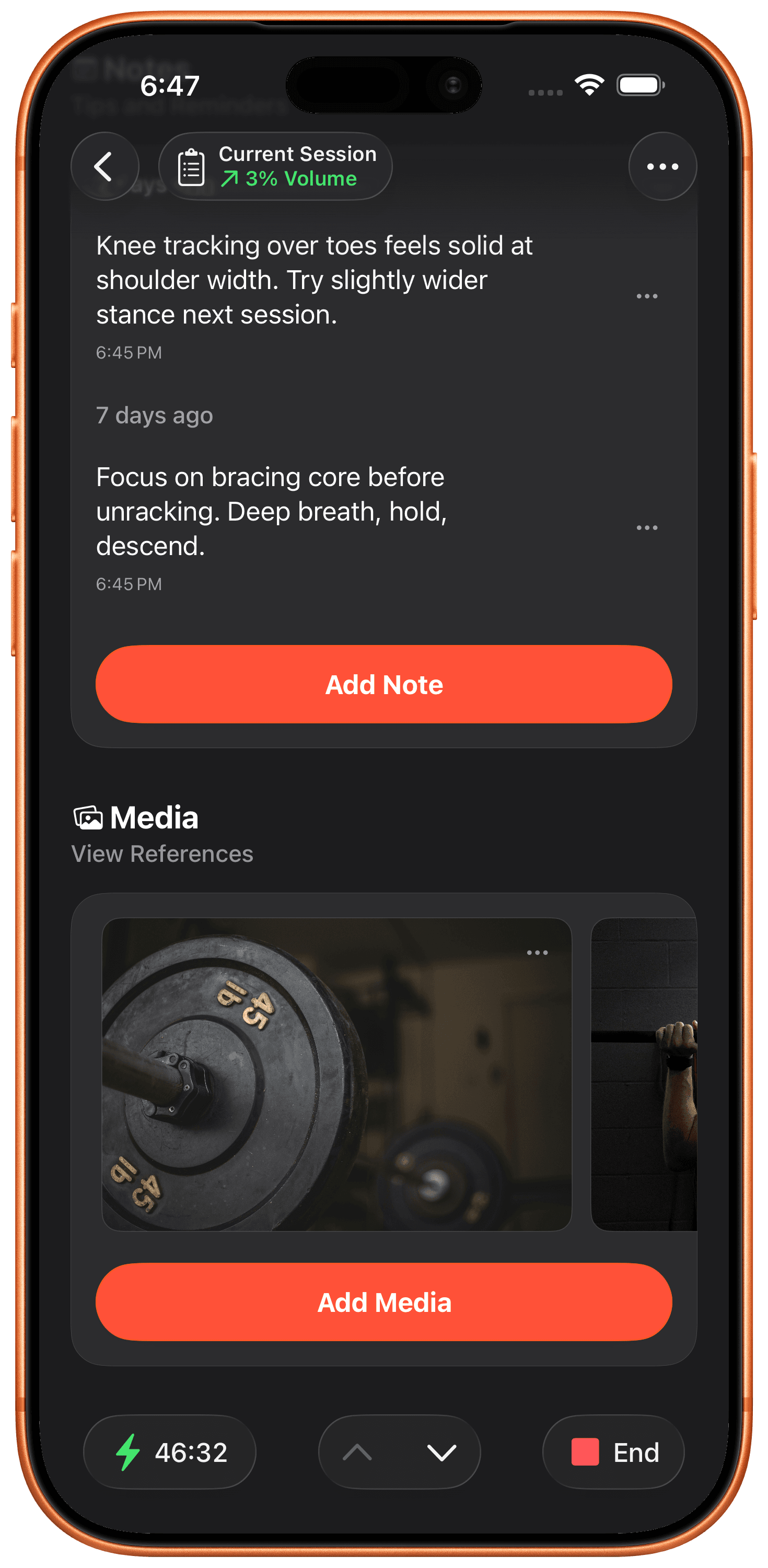 Add Notes & Photos to Any Exercise.