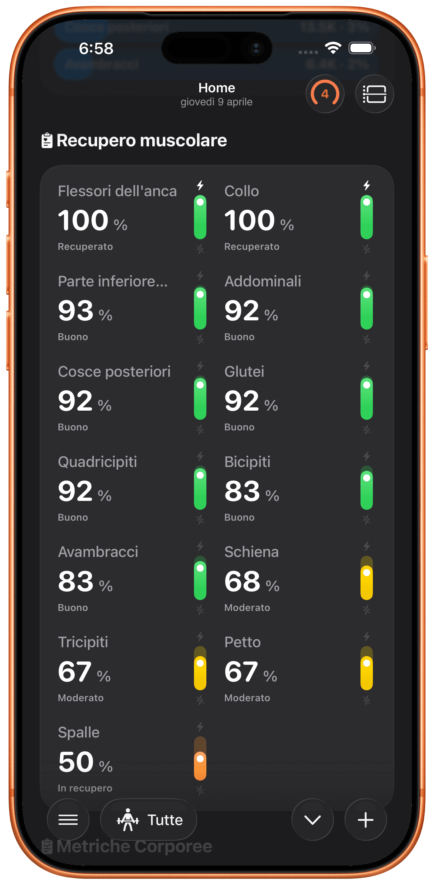 Recupero Muscolare in Tempo Reale.