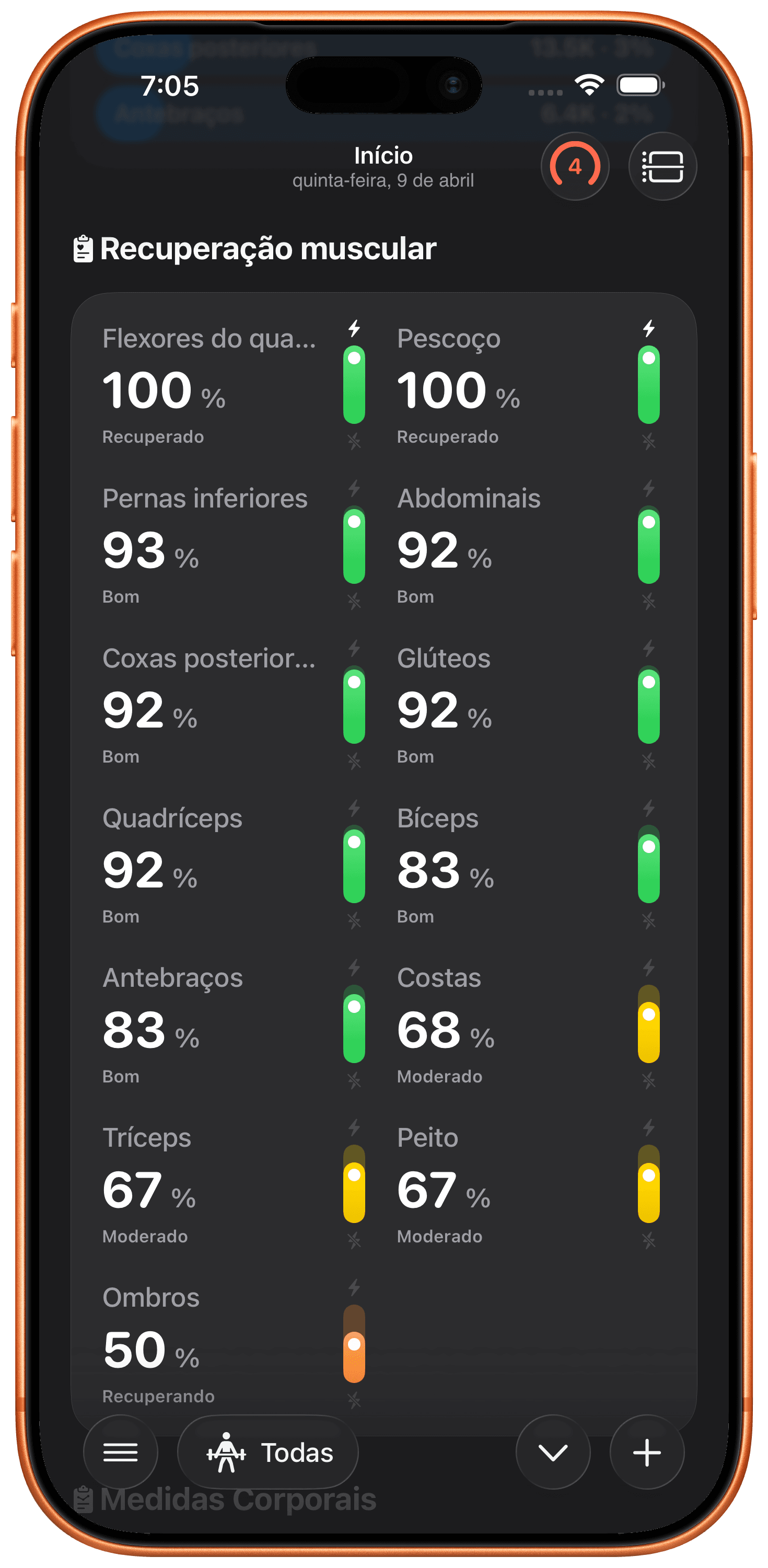 Recuperação Muscular em Tempo Real.