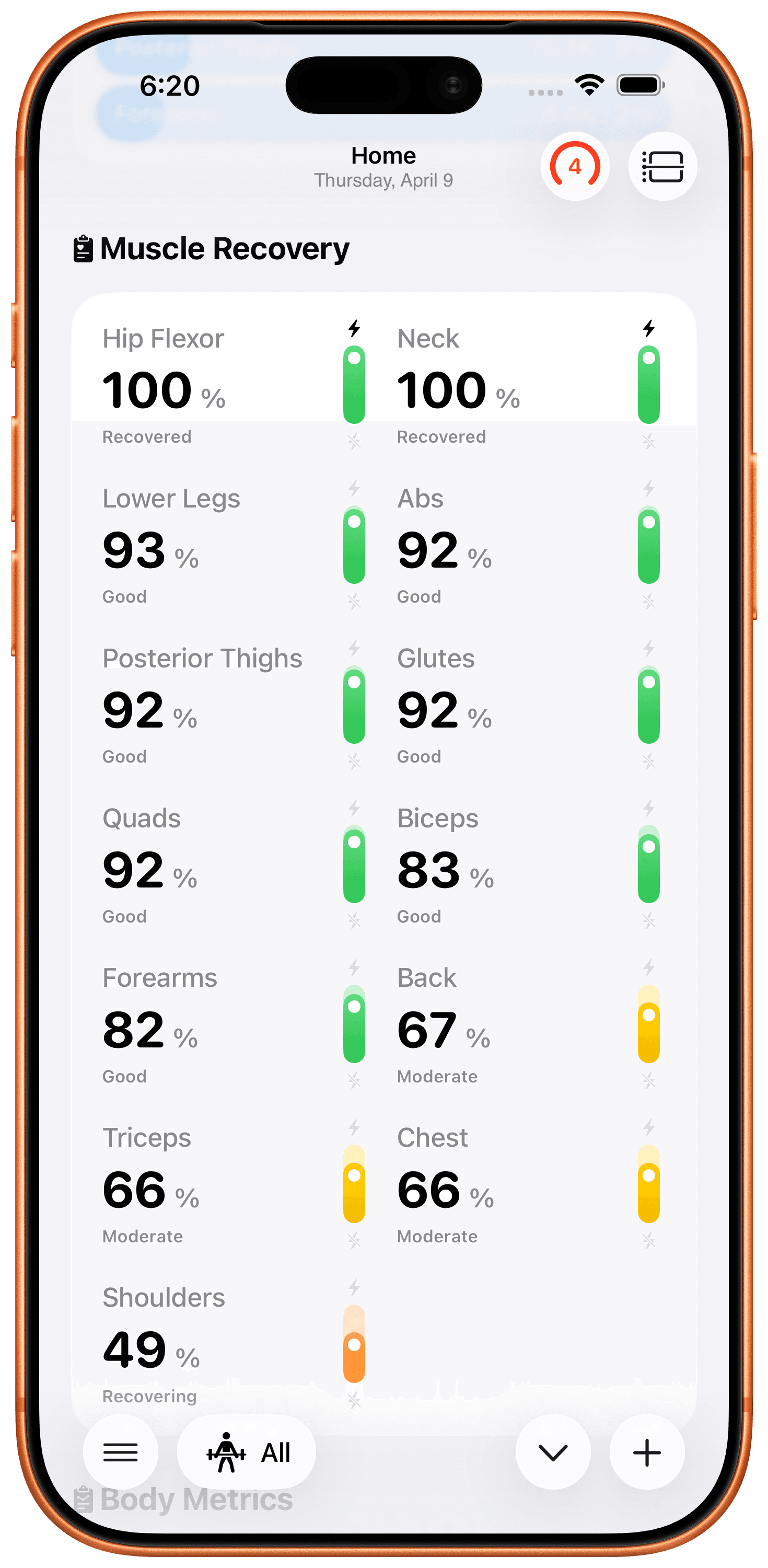 Real-Time Muscle Recovery.