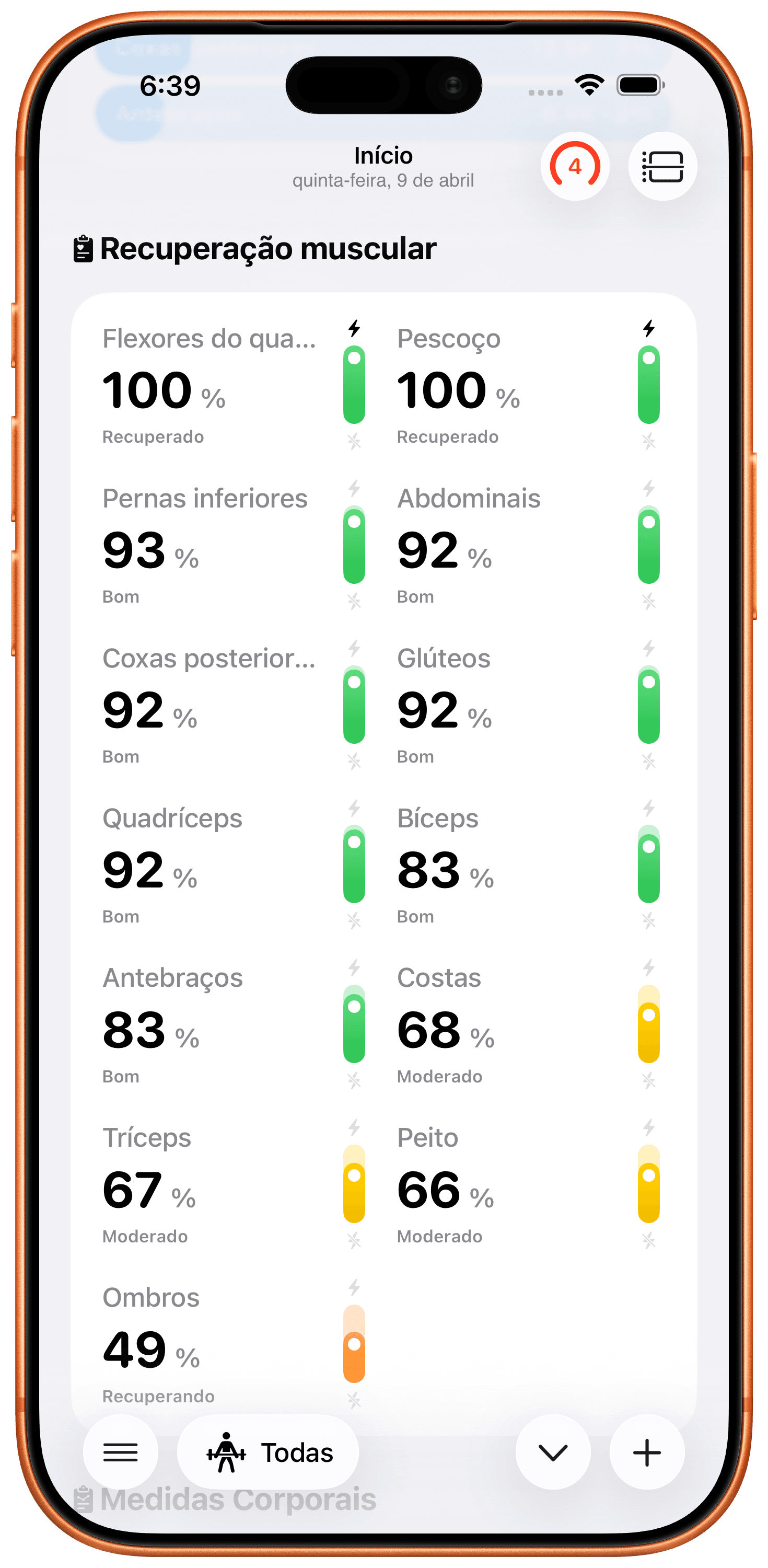 Recuperação Muscular em Tempo Real.